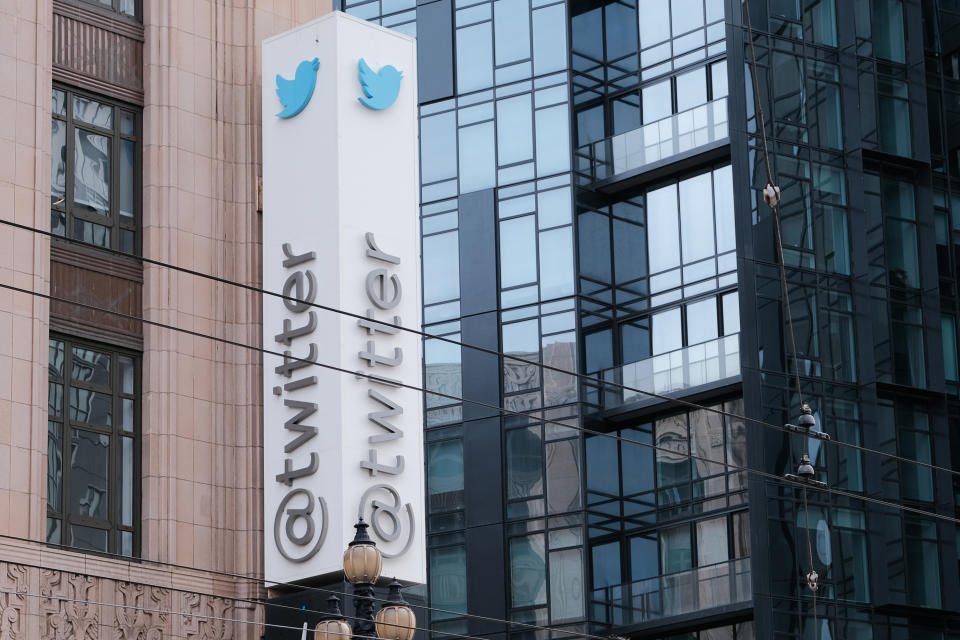 SAN FRANCISCO, CA - NOVEMBER 04: Twitter headquarters stands on Market Street on November 4, 2022 in San Francisco, California. Twitter Inc reportedly began laying off employees across its departments on Friday as new owner Elon Musk is reportedly looking to cut around half of the company's workforce. (Photo by David Odisho/Getty Images)
