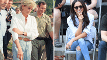 <p>Both Diana and Meghan clearly know how to make a simple jeans and white shirt outfit look extremely chic. Source: Getty </p>