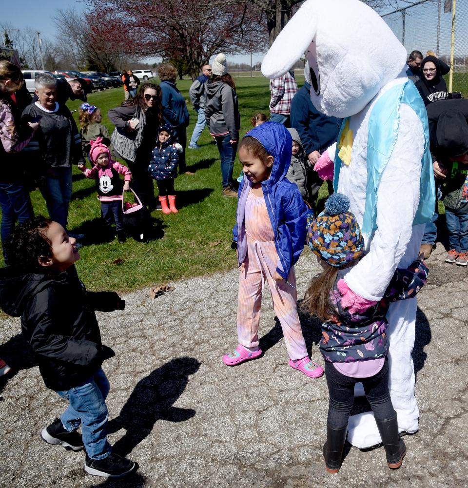 The Easter Bunny made an appearance at an Easter egg hunt at Monroe's Munson Park in 2022.