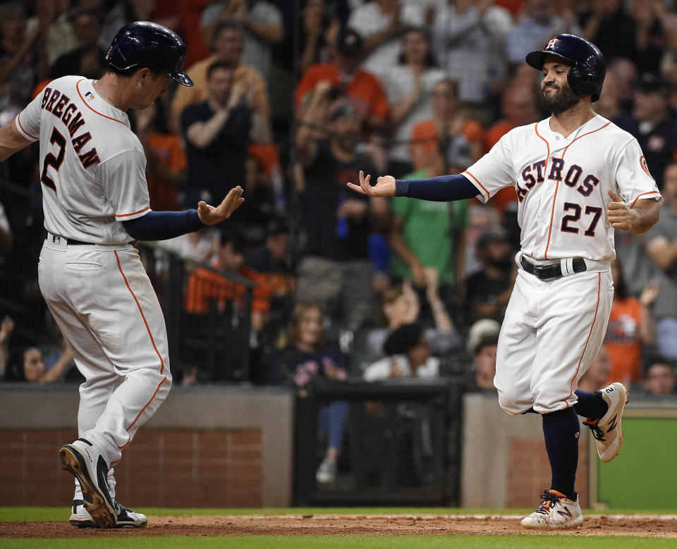The Astros, led by Jose Altuve and Alex Bregman among others, continue to be No. 1 in our power rankings. (AP)