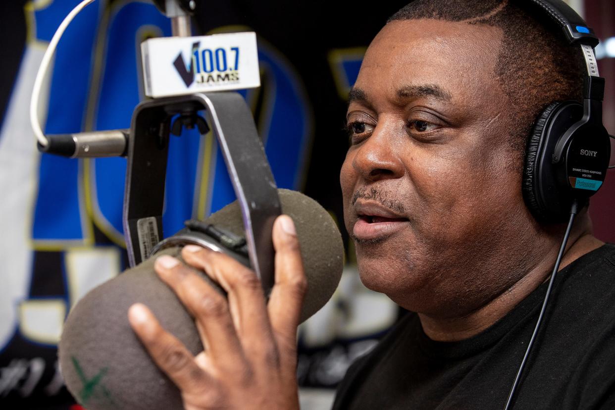 Reggie Brown, shown on the air at WKKV-FM (100.7) in 2021, has exited the Milwaukee urban contemporary station. It was his second stint at V100.