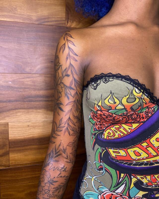 colorful tattoos on dark skin