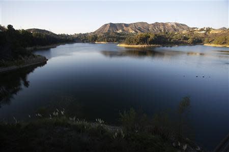 A general view of the Hollywood Reservoir is seen in Hollywood, California February 21, 2014. REUTERS/Mario Anzuoni