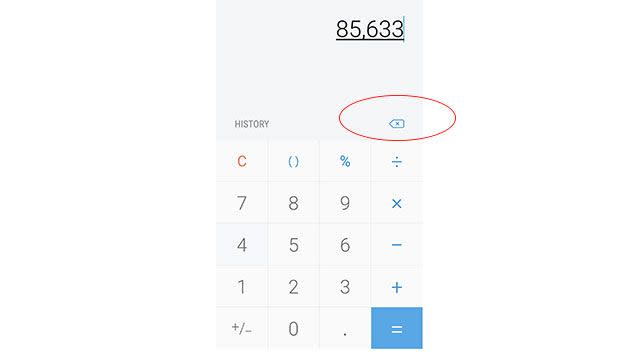 While the iPhone function is hidden, the Samsung Galaxy's calculator app has carried a clearly visible backspace key for years. Picture: 7 News Online