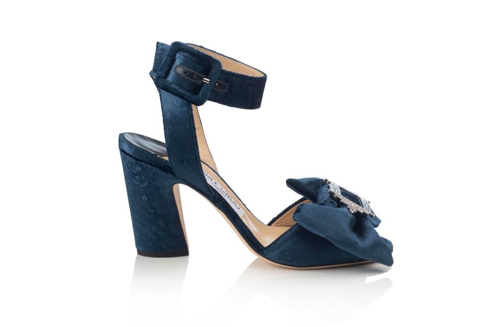 Jimmy Choo Humble liquid velvet shoe with jewel buckle, $995