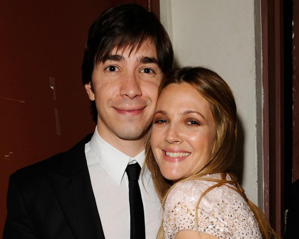 Justin Long and actress Drew Barrymore backstage at the 21st Annual GLAAD Media Awards held at Hyatt Regency Century Plaza Hotel on April 17, 2010 in Los Angeles, California