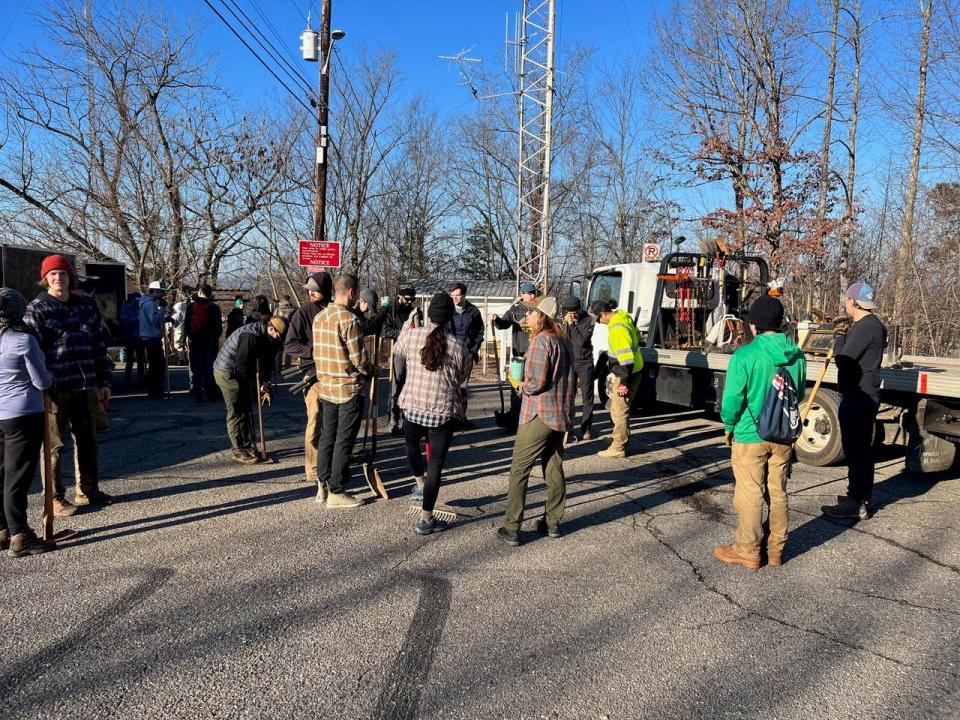 Volunteers gather at AMBC's February Work Day on Sharp's Ridge.