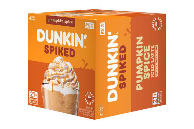 <p>Dunkin' spiked</p> The limited-time drinks will come in 4-packs of 12 oz cans