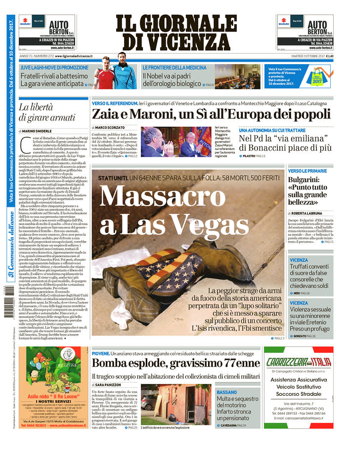 <p>“Il Giornale di Vicenza,” published in Vicenza, Italy. (newseum.org) </p>