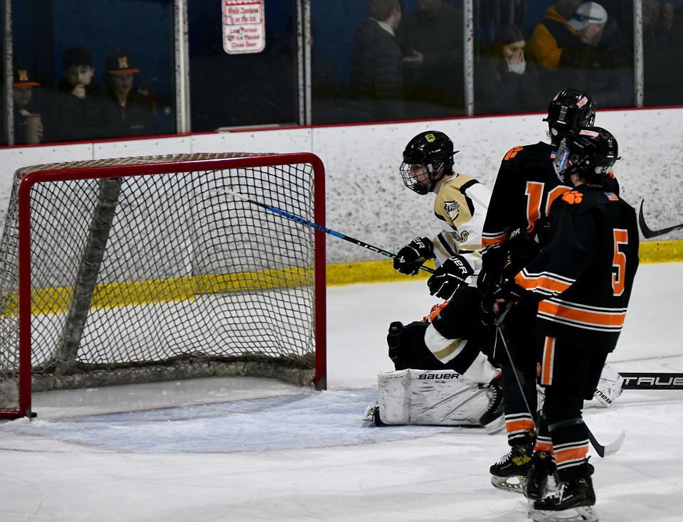 WESTBOROUGH - St. Paul's Curtis Patrick scores the second goal against Marlborough.