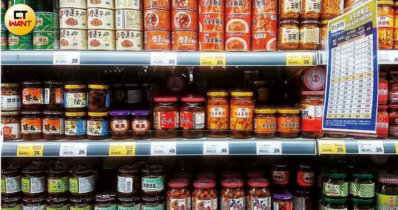 受疫情影響，罐頭銷售量增多，據研究指出，台灣人購買醬瓜、玉米及魚類罐頭比例最高。（圖／鄭清元攝）