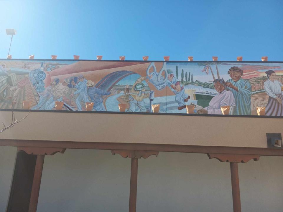 The sun shines on the "Dreams of a Sunday afternoon at Halagueno Park" mural in Carlsbad on Jan. 22, 2024. The City of Carlsbad is working to restore the nearly 20 year old mural.
