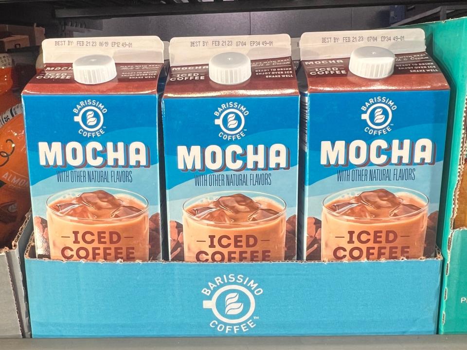 Cartons of mocha iced coffee at Aldi