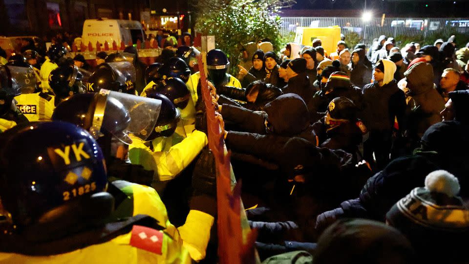 Legia Warsaw fans clash with police outside Villa Park in Birmingham. - Carl Recine/Action Images/Reuters