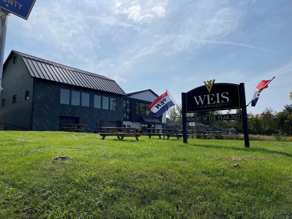 A view of Weis Vineyards from the road in 2023.
