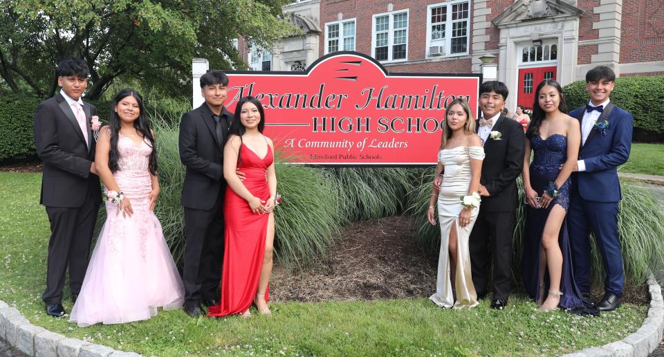 Alexander Hamilton High School in Elmsford gathered at the school for photos, before heading out to their senior prom June 6, 2024.