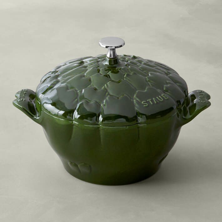 staub enameled cast iron artichoke cocotte