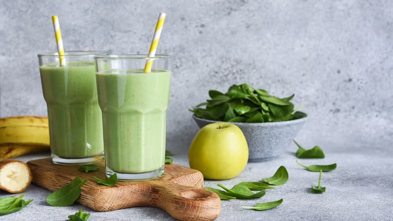 Smoothies with greens and fruit