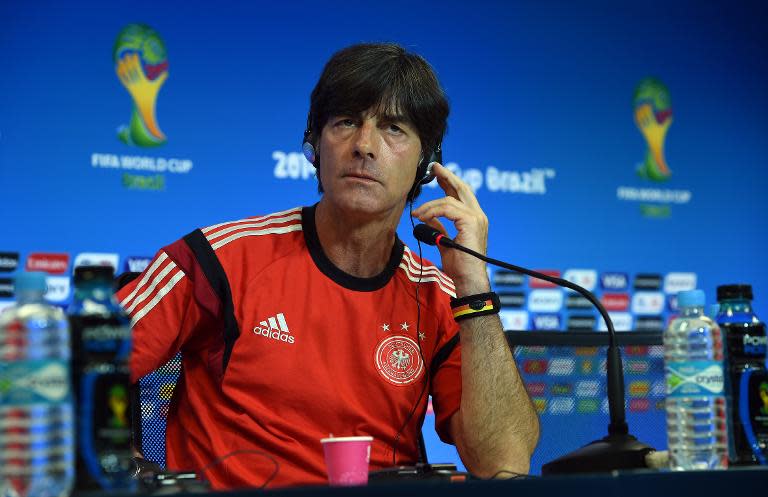 Germany's coach Joachim Loew attends a press conference at the Fonte Nova Arena in Salvador on June 15, 2014 on the eve of the Group G football match between Germany and Portugal in the 2014 FIFA World Cup in Brazil