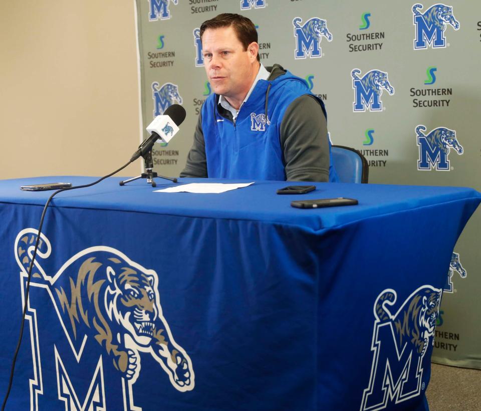 Ahead of Memphis Football’s "Friday Night Stripes”, University of Memphis Athletic Director Laird Veatch spoke to the media in the press room of he Simmons Bank Liberty Stadium on April 21, 2023.