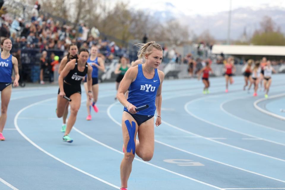 Brilee Pontius at a race last season running for BYU. | Courtesy of Melanie Pontius