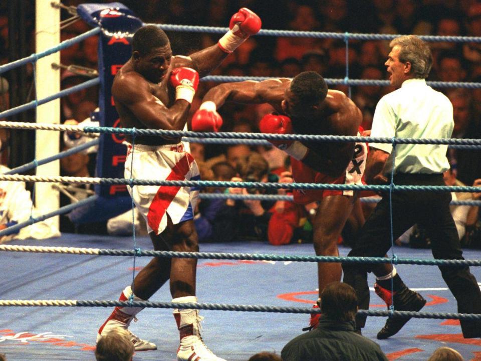 Frank Bruno was built up and knocked down three times before he finally won a world title (Getty)