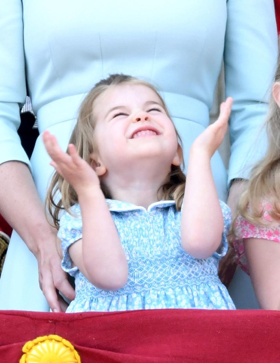 <p>Charlotte was hamming it up with her cousins on the Buckingham Palace Balcony at Trooping the Colour this year. <a href="https://www.townandcountrymag.com/society/tradition/a21246302/princess-charlotte-trooping-the-colour-2018-fall/" rel="nofollow noopener" target="_blank" data-ylk="slk:See more photos from the celebration here.;elm:context_link;itc:0;sec:content-canvas" class="link ">See more photos from the celebration here.</a></p>