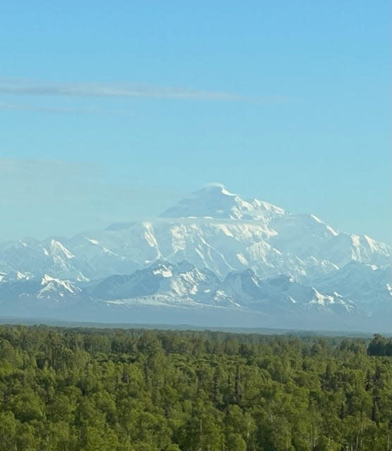 Shifting clouds and light on Denali in Alaska in June 2023.