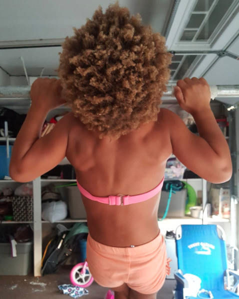 The four-year-old joins her dad at the gym. Photo: Instagram