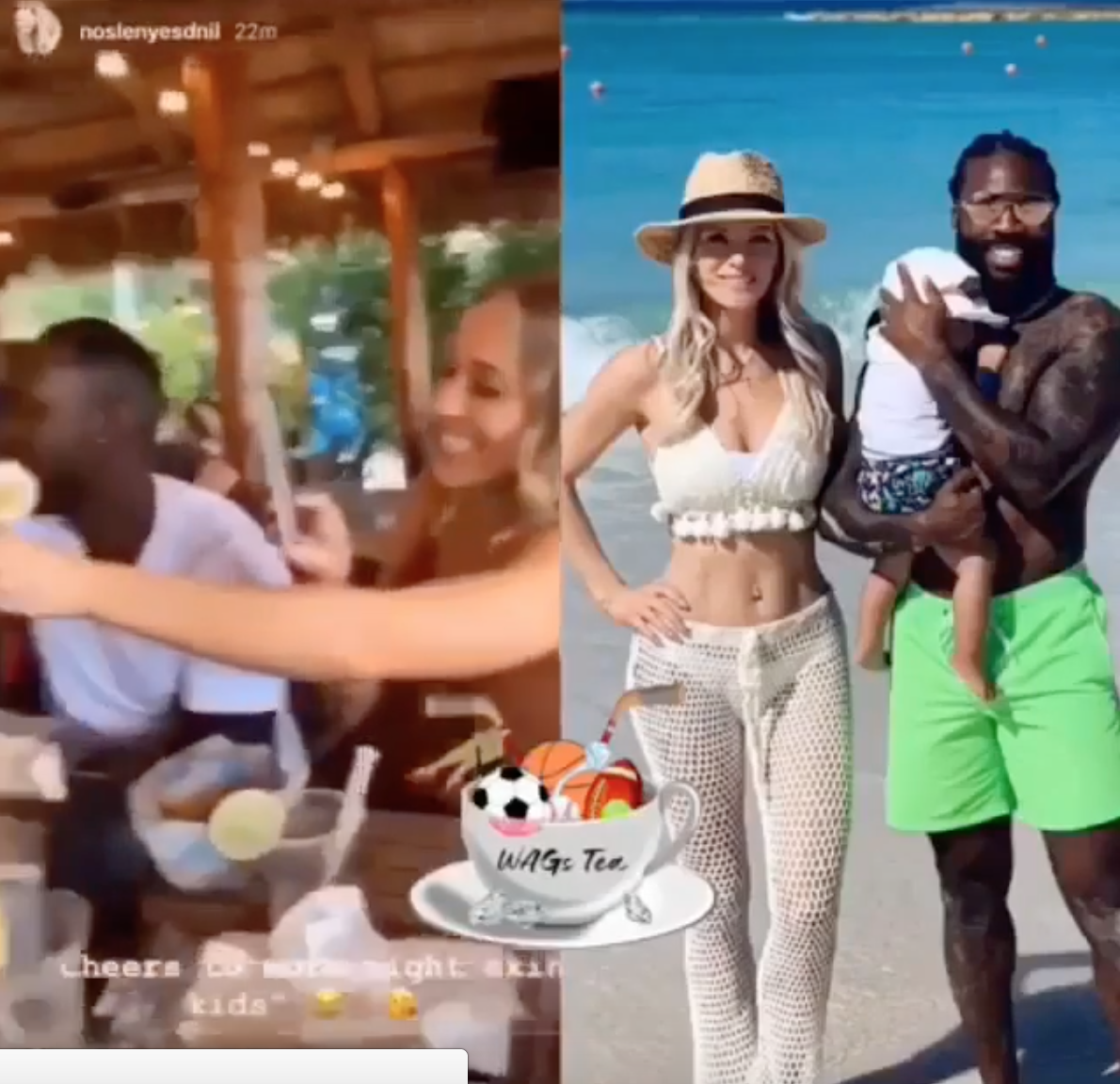 Black NFL player and white fiancée toast to more light-skinned kids in Instagram video photo