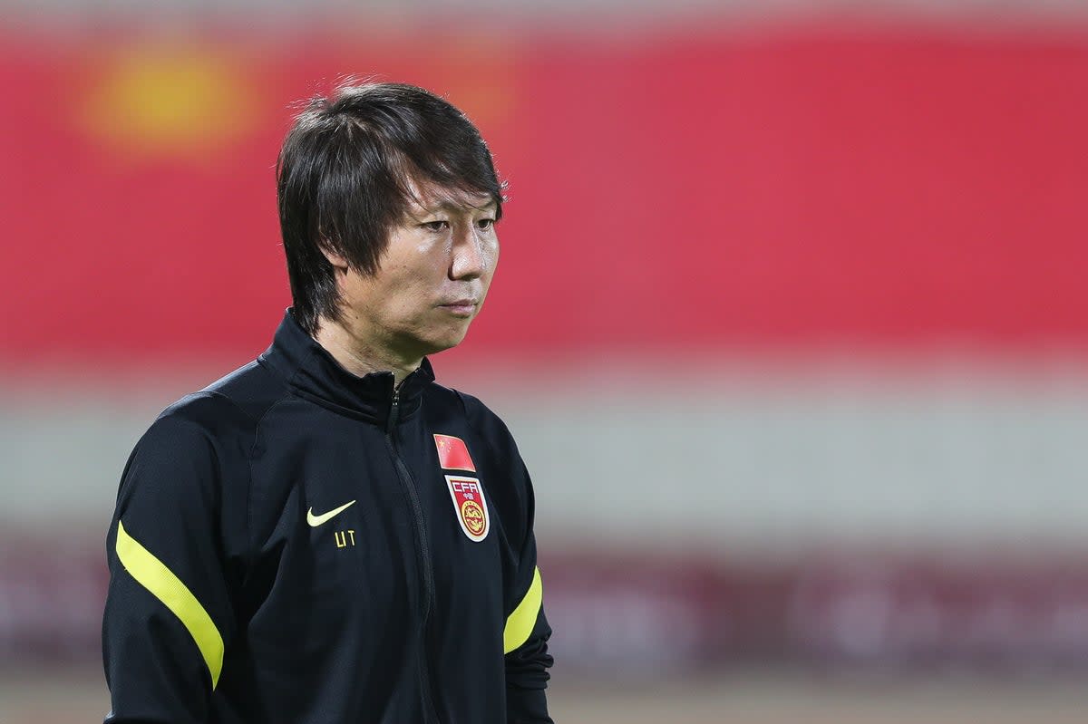 Li Tie, the head coach of the China national football team, watches the pre match warm up during the 2022 FIFA World Cup Asian Qualifiers  (Getty Images)