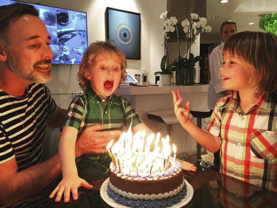 David Furnish With Zachary and Elijah on His Birthday