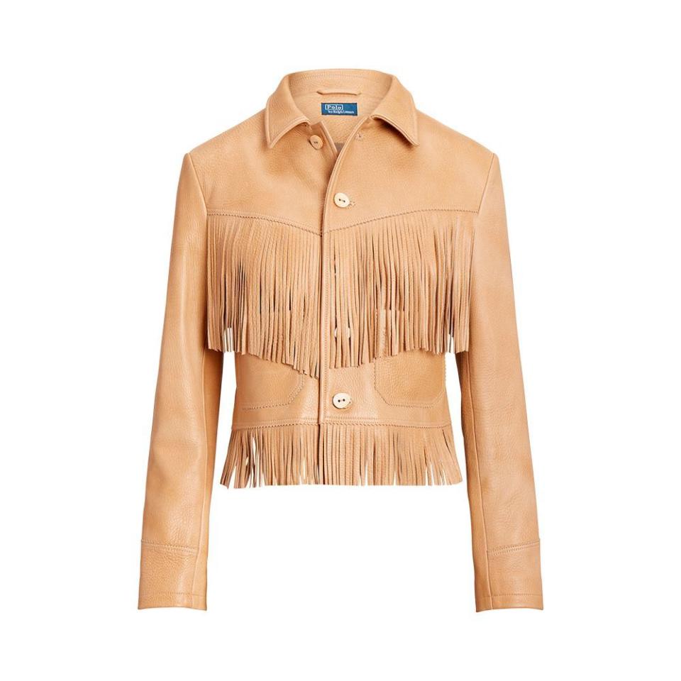 <p><a href="https://go.redirectingat.com?id=74968X1596630&url=https%3A%2F%2Fwww.ralphlauren.com%2Fwomen-clothing-jackets%2Ffringe-waxed-leather-jacket%2F648787.html&sref=https%3A%2F%2F" rel="nofollow noopener" target="_blank" data-ylk="slk:Shop Now;elm:context_link;itc:0;sec:content-canvas" class="link ">Shop Now</a></p><p>Fringe Waxed Leather Jacket</p><p>ralphlauren.com</p><p>$1998.00</p>