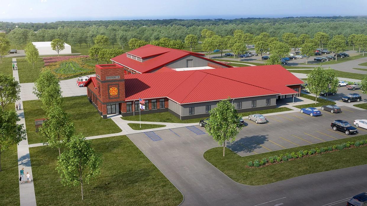 This is an artist rendering that shows what the new Mishawaka Fire Station No. 2 being built on McKinley Avenue in front of Liberty Elementary School will look like.