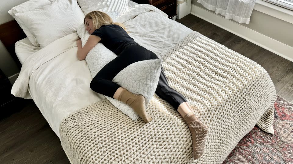 You can make the <a href="https://coopsleepgoods.com/collections/all/products/the-original-body-pillow?irclickid=Wvw17IVCHxyPWSfyS6xUDVnAUkH3syUXMWwQ2A0&utm_medium=Affiliate&utm_campaign=16145&utm_content=CNN%20Digital_1335433&utm_source=Impact&irgwc=1&partner=CNN%20Digital&mpid=1442537&group=">Coop Sleep Goods Body Pillow</a> softer or firmer according to your taste. - Isla Harvey/CNN Underscored