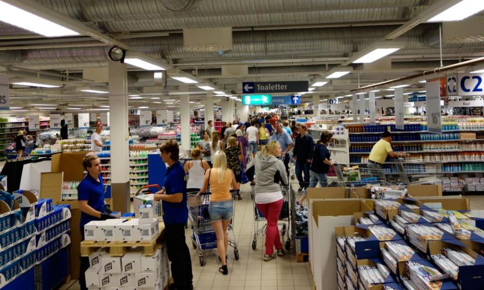 People look for merchandise to shop in Ullared shopping mall.