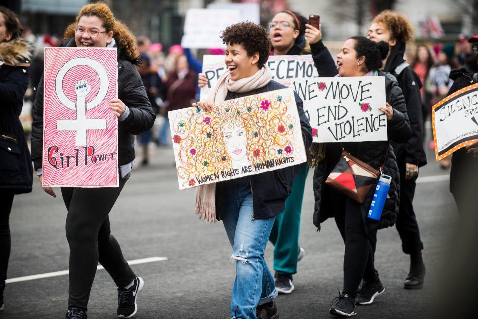 WASHINGTON, DC. - JAN. 21: Organizers put the Women's March on Washington in Washington D.C. on Saturday Jan. 21, 2017. (Photo by Damon Dahlen, Huffington Post)&nbsp;