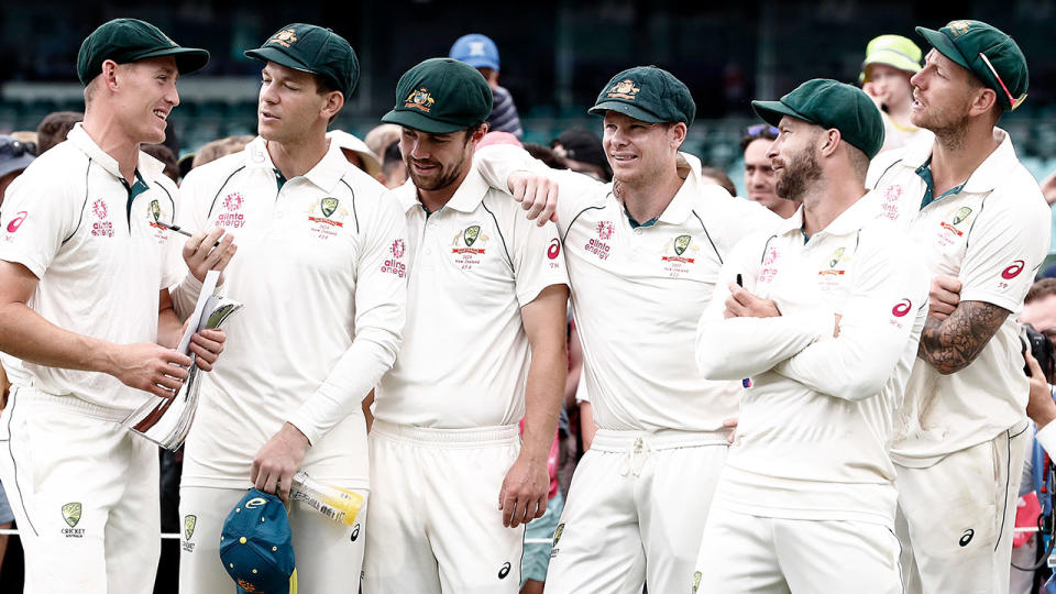 Pictured here, the Australian men's Test cricket team.