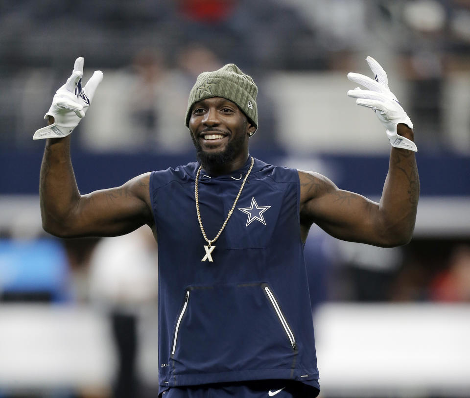 It took an entire offseason and nine weeks in the regular-season before Dez Bryant landed with a new team. Unfortunately, he may not play a down for the Saints after suffering a leg injury in practice Friday. (AP) 