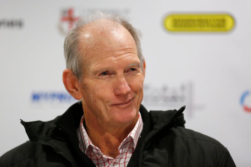 Brisbane Broncos and England head coach Wayne Bennett during the press conference after the game