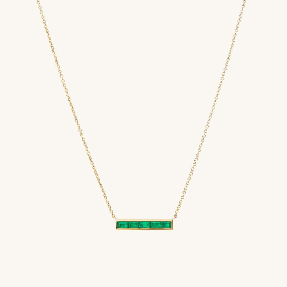 <p><a href="https://go.redirectingat.com?id=74968X1596630&url=https%3A%2F%2Fmejuri.com%2Fshop%2Fproducts%2Fbaguette-emerald-bar-necklace%3FqID%3D7ebbee4e7c7167326c9ff158f4177588&sref=https%3A%2F%2F" rel="nofollow noopener" target="_blank" data-ylk="slk:Shop Now;elm:context_link;itc:0;sec:content-canvas" class="link ">Shop Now</a></p><p>Baguette Emerald Bar Necklace</p><p>mejuri.com</p><p>$359.00</p>