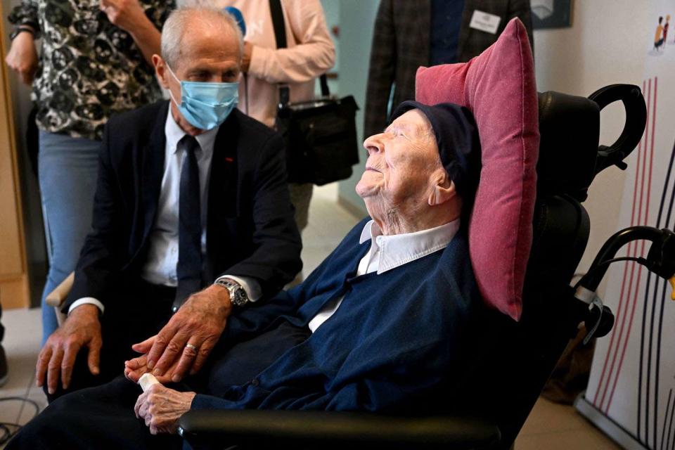 French catholic nun Lucile Randon at the Saint-Catherine-Laboure nursing home where she lives in Toulon, southern France