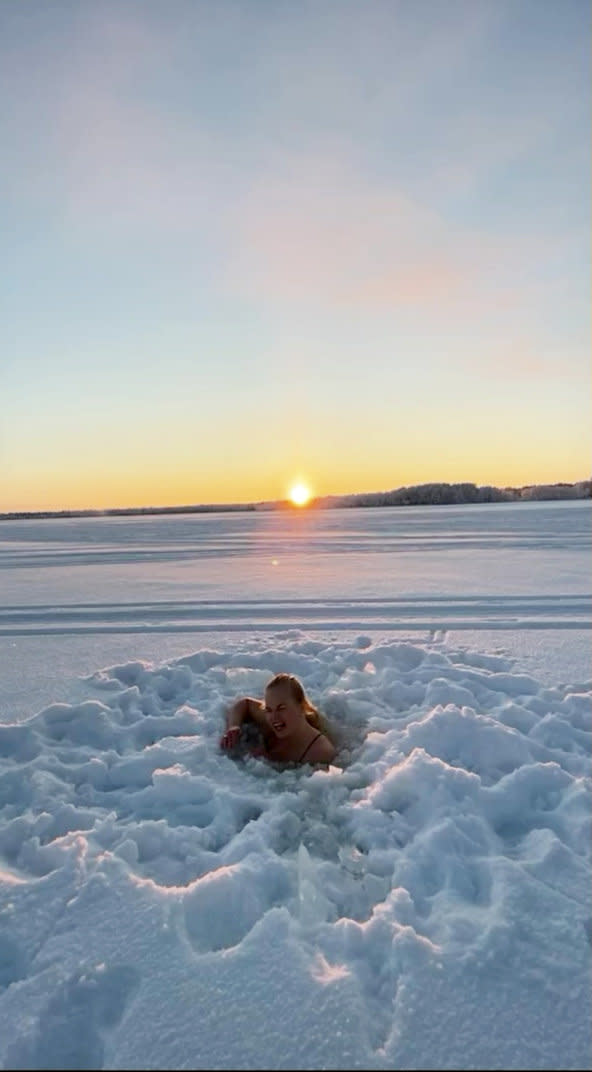 Finnish TikToker goes viral by swimming in freezing waters