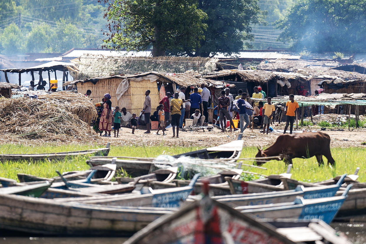 A view of a fishing community on the shores of Lake Chilwa in the Machinga district of Malawi (Brian Lawless/PA)