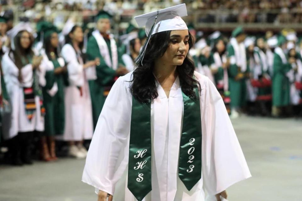 Carolina Corrales Chaidez during the Hoover High graduation ceremony held at the Save Mart Center on June 6, 2023.