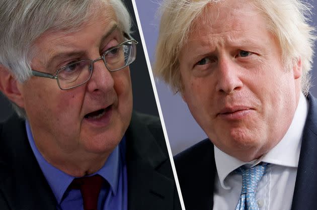 Wales first minister Mark Drakeford and prime minister Boris Johnson (Photo: Huw Fairclough/Getty Images / TOLGA AKMEN/POOL/AFP via Getty Images)