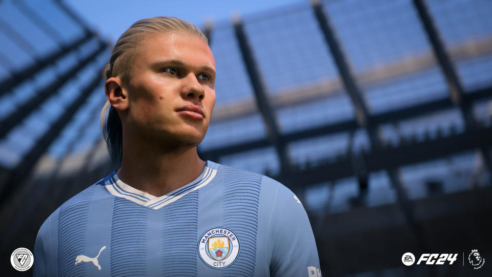 EA Sports FC 24 screen with Erling Haaland