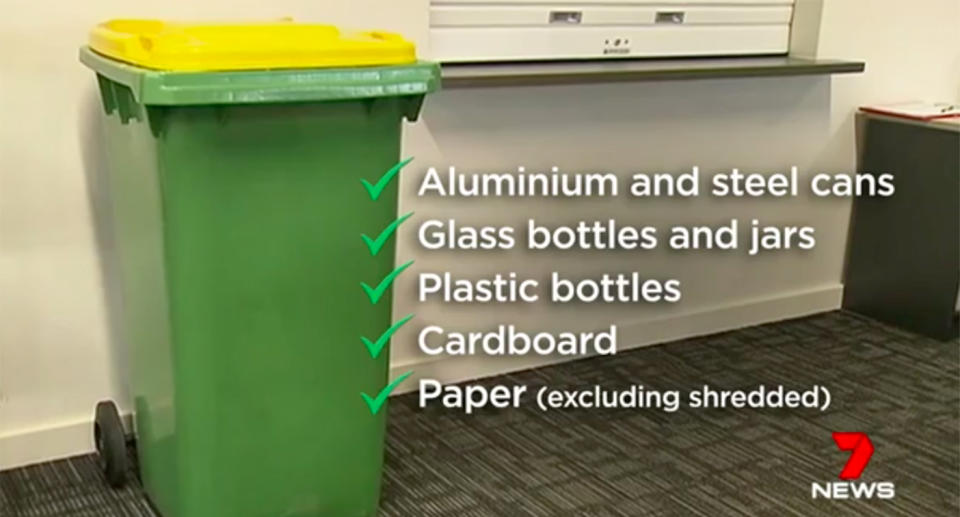 A list of items which are fine to recycle. Source: 7news