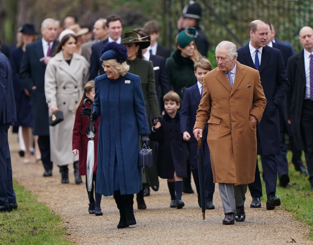 The royal family arriving at the Church of St Mary Magdalene in Sandringham last Christmas (PA)