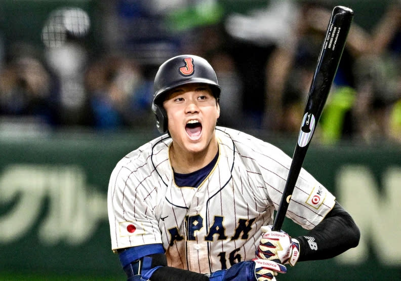 日本隊二刀流投手在2023年世界冠軍戰中，抓下最後一個出局數，面對美國隊最強打者，在兩好三壞之後讓他揮空三振。MLB提供。